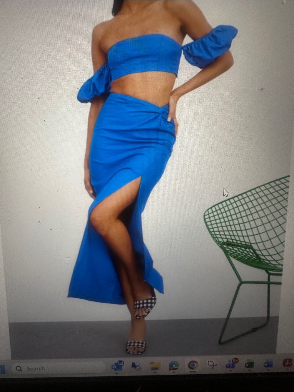 Hello Molly Royal Blue Maxi Skirt with High Side Slit M